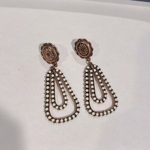 Faux Copper and White Earrings